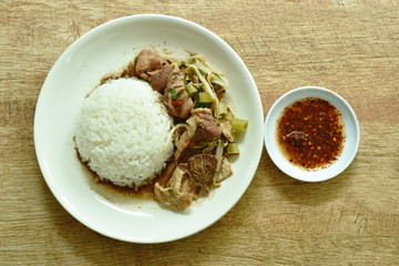 braised pork and bean sprout stew eat couple with rice