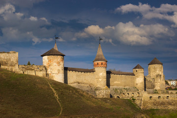 Fototapeta na wymiar Old Castle in the Ancient City of Kamyanets-Podilsky,