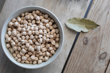 chick peas on a wooden background 