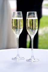 Glasses of white wine for the holiday