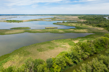 Fototapeta na wymiar Aerial view of Tisza Lake.