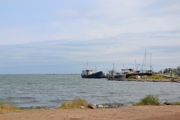 Obraz premium Crimea Kerch Sea boats Крым Керчь Море лодки
