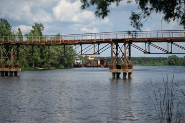 Fototapeta premium Chernobyl, Ukraine Chernobyl exclusion zone. Ruins of abandoned places. Zone of high radioactivity. Ruins of buildings. 