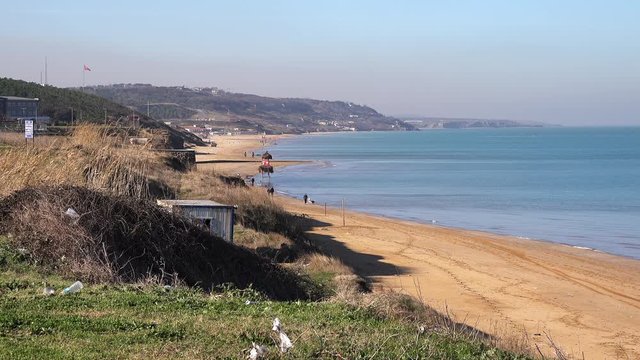 Sea beach on the Black Sea coast in the area of ​​Kilyos, Turkey