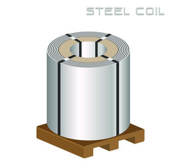 Rolled steel coil, Eye-up mother coil, Plate metal sheet industry, 3D icon vector