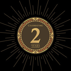 Fototapeta premium Retro 2nd anniversary graphic illustration. Celebrating two years.