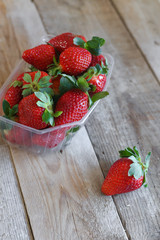 strawberries on a wooden table