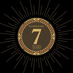 Fototapeta premium Retro 7th anniversary graphic illustration. Celebrating seven years.