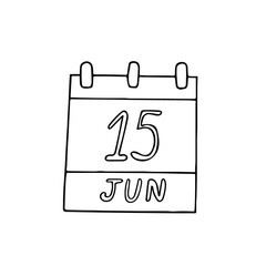 calendar hand drawn in doodle style. June 15. Global Wind Day, World Elder Abuse Awareness, date. icon, sticker, element