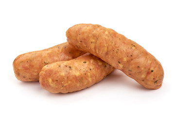 Fototapeta na wymiar German dried sausages, isolated on white background