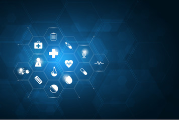 health care and science icon pattern medical innovation concept background vector design.