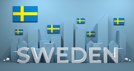3d illstration of Sweden city ​​building. Background for independence day banners and sweden national holidays.