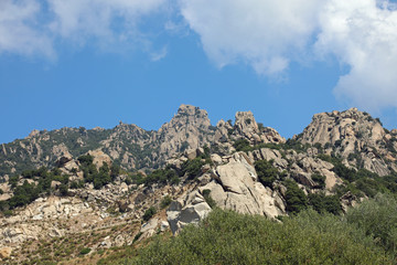 Fototapeta na wymiar barren hill near the French island Corsica
