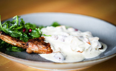 tasty pork cutlet & mushrooms sauce