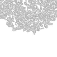 Bitcoin, internet currency coins falling. Scattere