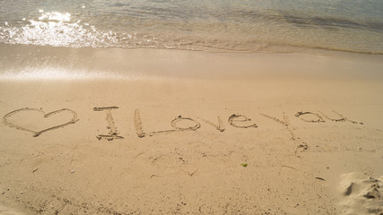 Liebesnachricht am Strand