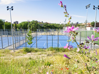 Empty basketball court in Gallur Municipal Sport Center, Madrid, Spain