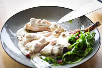 tasty pork cutlet & mushrooms sauce