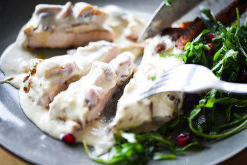 tasty pork cutlet & mushrooms sauce