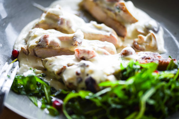 tasty pork cutlet & mushrooms sauce