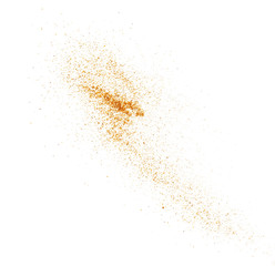 Fototapeta na wymiar pile cinnamon powder isolated on white background, with top view