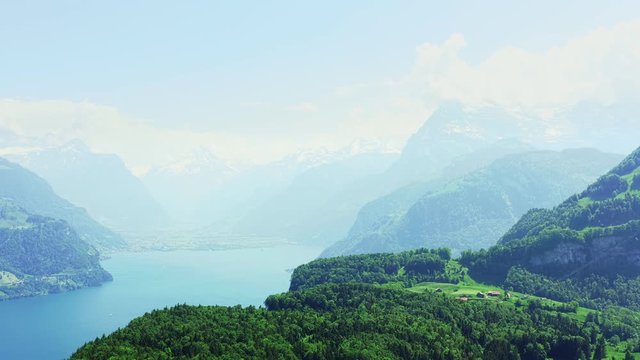 Epic landscape. Uri Rotstock is a mountain in the Uri Alps at an altitude of 2928 m.Panorama of the Swiss Alps. Canton Uri. Lake Lucerne. Cinematic drone video.