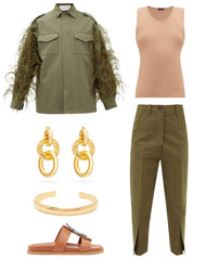Collage of women's clothes on a white background
