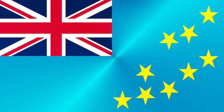 Flag of Tuvalu in traditional colors and proportion. Metal texture. 3D rendering