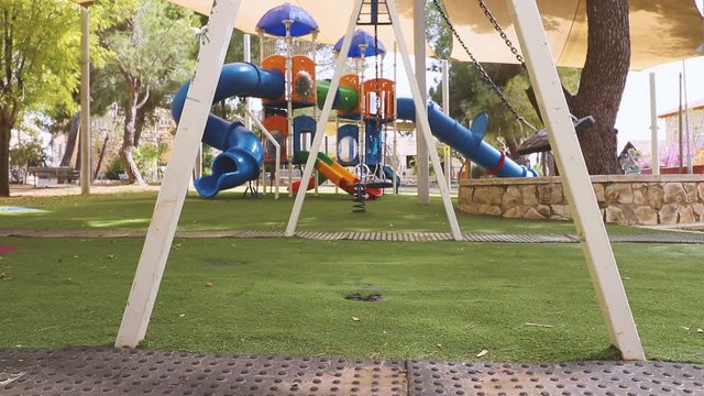 erusalem, israel. 29-03-2020. Rocking in an almost empty amusement park because of the fear of the Corona virus
