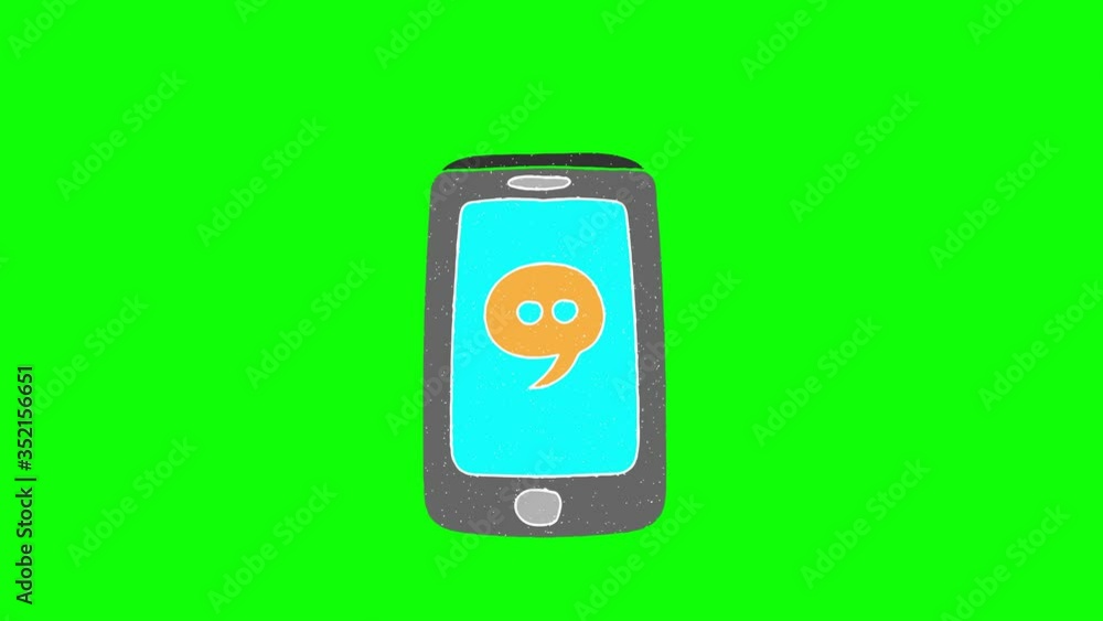 Poster chat application hand drawn green screen. floating loop animation