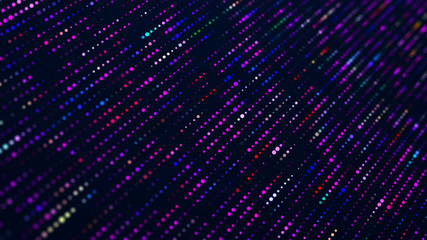 Wave of musical sounds. Equalizer for music. Futuristic dots background. Colored music surface. 3D rendering
