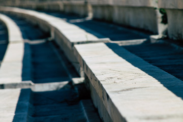 View of the Panathenaic Stadium or Kallimarmaro, it is the only stadium in the world built entirely...