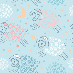  Seamless pattern with sheeps.