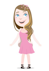 Cute girl with flower petals on her head