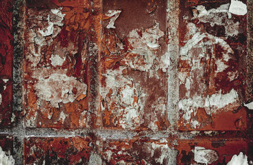 Shabby brown modern and old tile as background and wall. Tile in cement, texture, floor, paint peeling.
