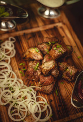 Barbecue on a wooden Board