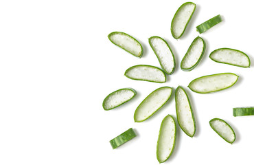 Sliced ​​aloe vera isolated on white.