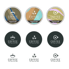 Coffee icons, design templates for coffee ads with retro ingredient plants and minimal designs, social medi stories for shop and house.