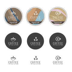 Coffee icons, design templates for coffee ads with retro ingredient plants and minimal designs, social medi stories for shop and house.