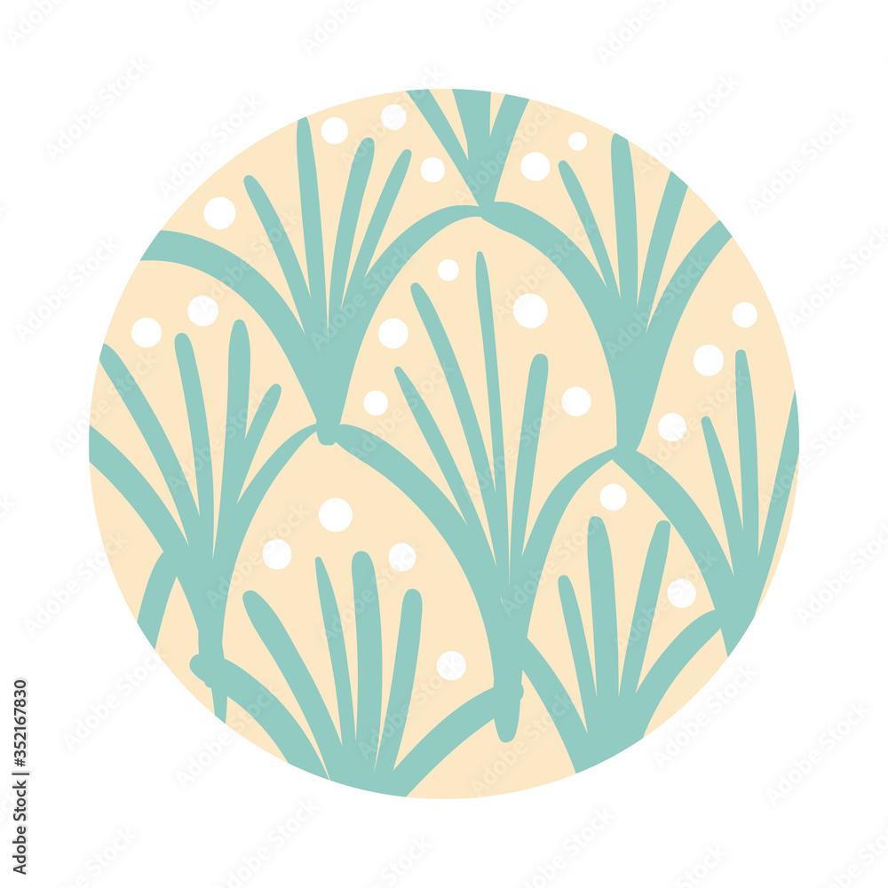Poster branch and leafs organic pattern block style