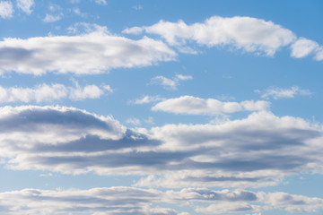 Blue sky with clouds and sun texture