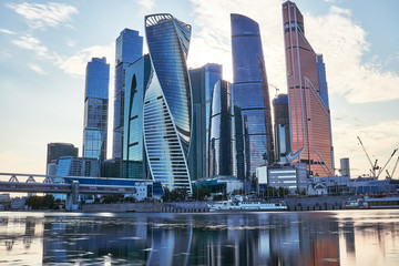 Fototapeta na wymiar Moscow City, River, Cloud, Tower