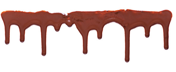 chocolate glaze with streaks on white background, pastry texture