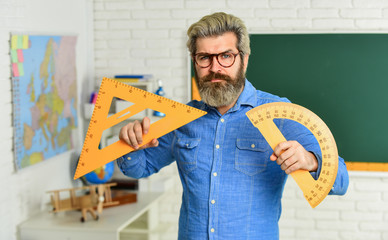 Math subject. Talented teacher. Private lesson. Back to school. Study mathematics. Man mentoring...