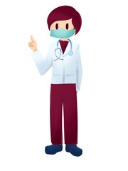 doctor in white coat with a mask and stethoscope standing isolated illustration