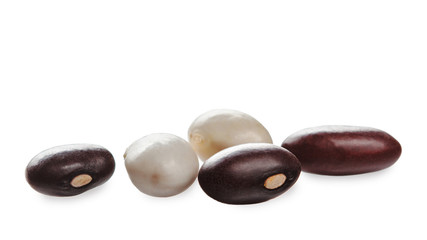 raw white and red beans isolated on white