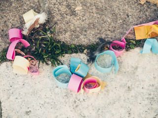 colored streamers after a party