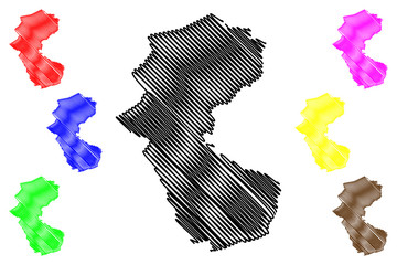 Obraz premium Bottrop City (Federal Republic of Germany, North Rhine-Westphalia) map vector illustration, scribble sketch City of Bottrop map