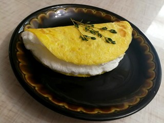 French traditional omelette of Mother Poulard