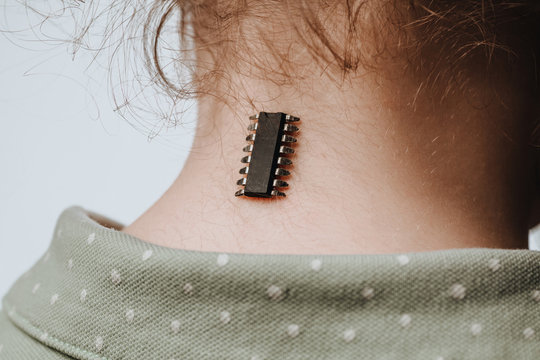 Identification chip and data implanted in a girl